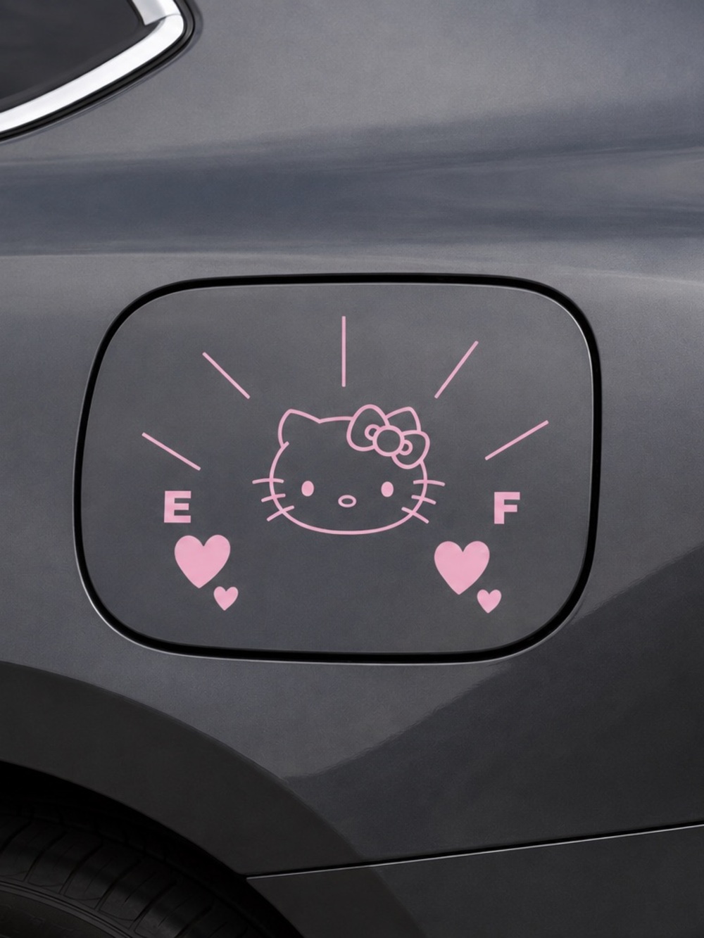 Hello Kitty Pink Fuel Cap Decal - Cute Heart Accent